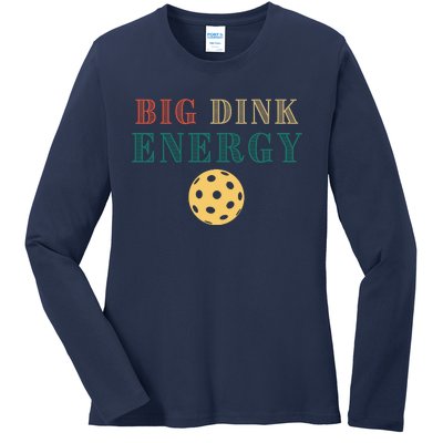 Big Dink Energy Pickleball Funny Pickle Ball Lover Retro Ladies Long Sleeve Shirt