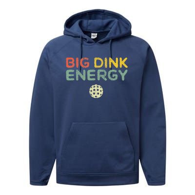 Big Dink Energy Pickleball Funny Pickle Ball Lover Retro Performance Fleece Hoodie