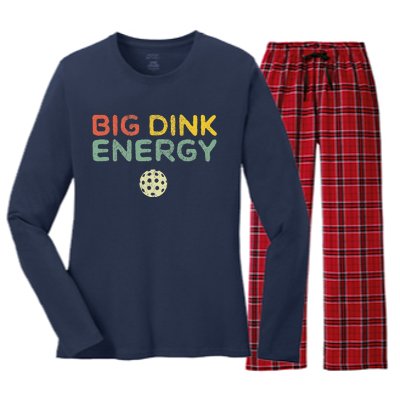 Big Dink Energy Pickleball Funny Pickle Ball Lover Retro Women's Long Sleeve Flannel Pajama Set 