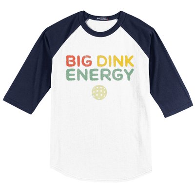 Big Dink Energy Pickleball Funny Pickle Ball Lover Retro Baseball Sleeve Shirt