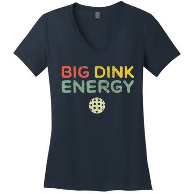 Big Dink Energy Pickleball Funny Pickle Ball Lover Retro Women's V-Neck T-Shirt