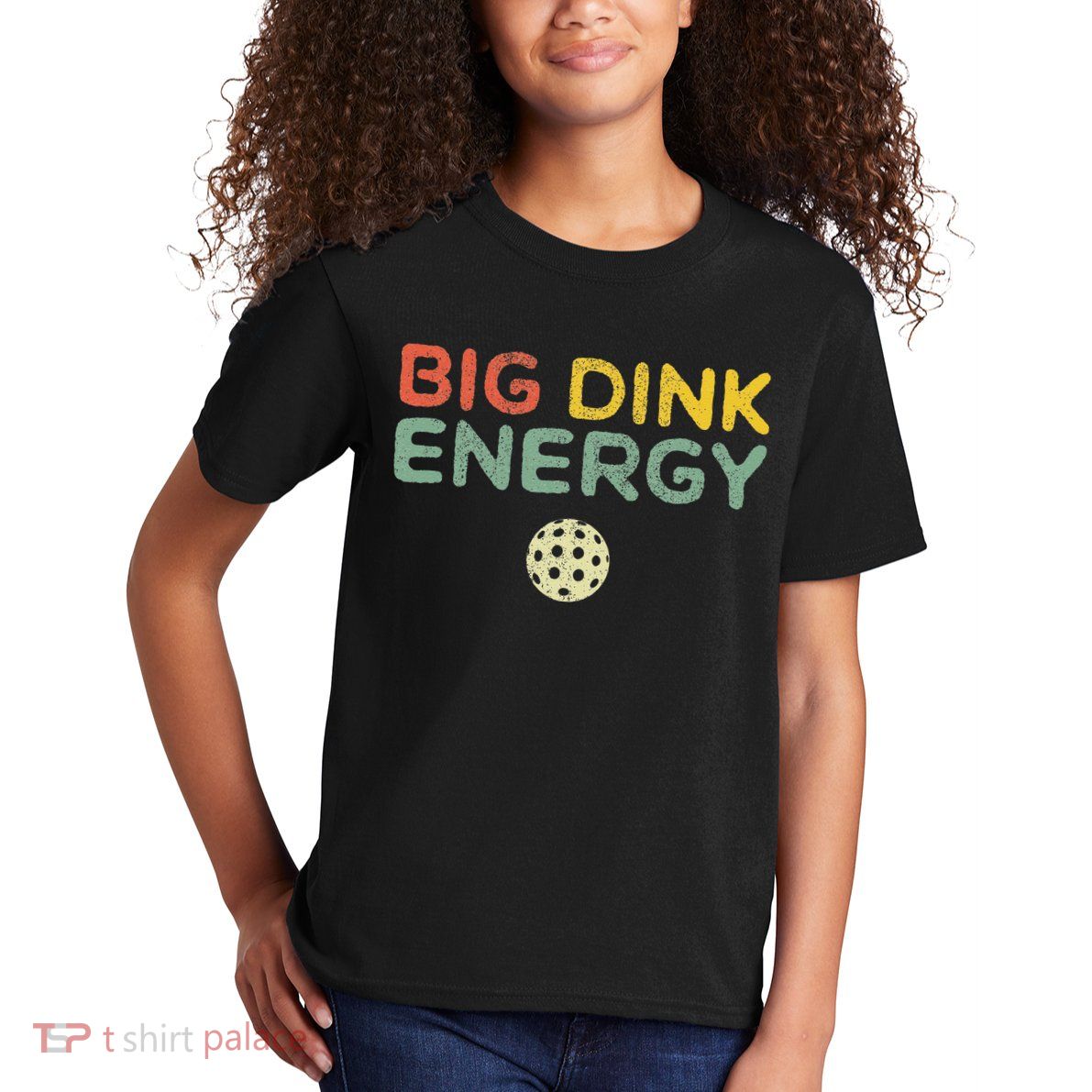 Big Dink Energy Pickleball Funny Pickle Ball Lover Retro Kids T-Shirt