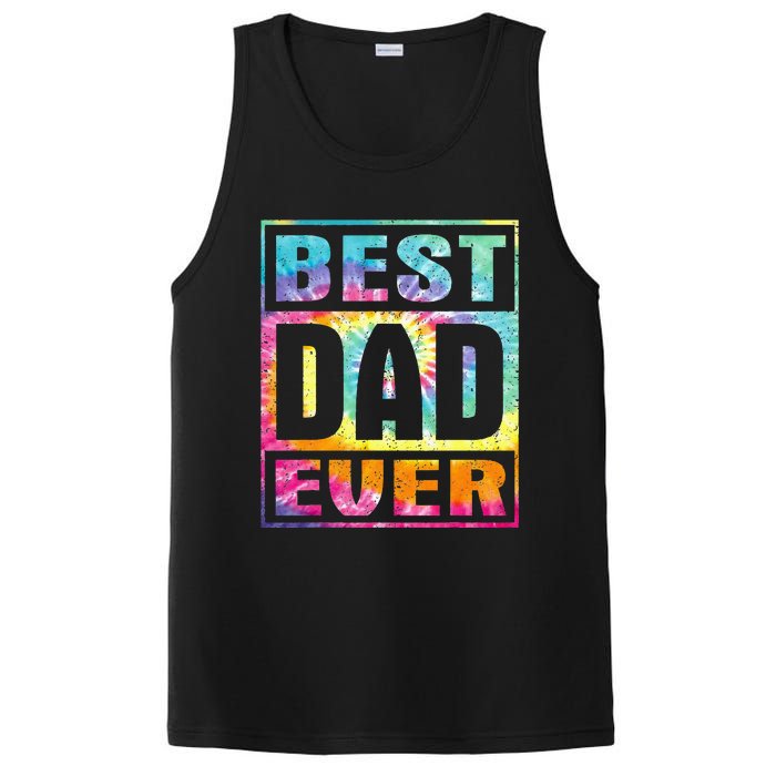 Best Dad Ever Vintage Tie Dye Funny Fathers Day PosiCharge Competitor Tank