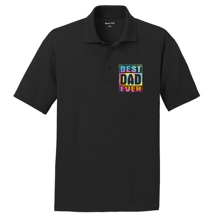 Best Dad Ever Vintage Tie Dye Funny Fathers Day PosiCharge RacerMesh Polo