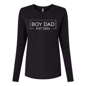 Boy Dad Est. 2024 Logo Dad 2024 Loading Womens Cotton Relaxed Long Sleeve T-Shirt