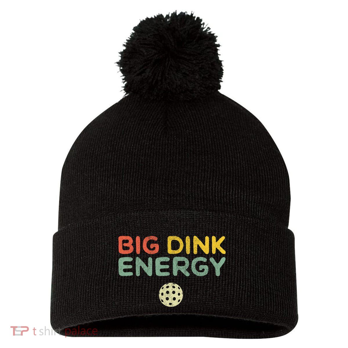 Big Dink Energy Funny Vintage Paddleball Pickleball Player Pom Pom 12in Knit Beanie