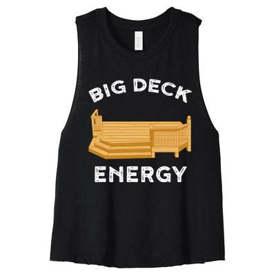 Big Deck Energy Backyard Deck Patio Funny Women's Racerback Cropped Tank