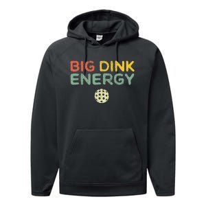 Big Dink Energy Pickleball Funny Pickle Ball Lover Men Retro Performance Fleece Hoodie