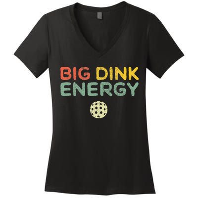 Big Dink Energy Pickleball Funny Pickle Ball Lover Men Retro Women's V-Neck T-Shirt