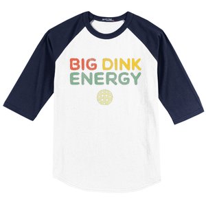 Big Dink Energy Pickleball Funny Pickle Ball Lover Men Retro Baseball Sleeve Shirt