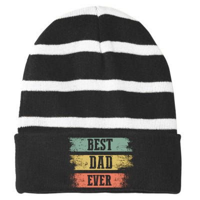 Best dad ever gift for Funny Father's day Striped Beanie with Solid Band