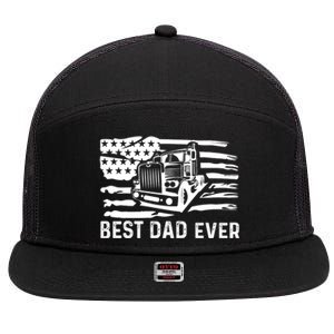 Best Dad Ever Flag Truck Dad Trucker Dad Best Trucking Dad 7 Panel Mesh Trucker Snapback Hat