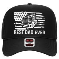 Best Dad Ever Flag Truck Dad Trucker Dad Best Trucking Dad High Crown Mesh Back Trucker Hat