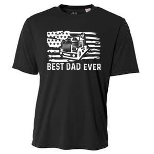 Best Dad Ever Flag Truck Dad Trucker Dad Best Trucking Dad Cooling Performance Crew T-Shirt