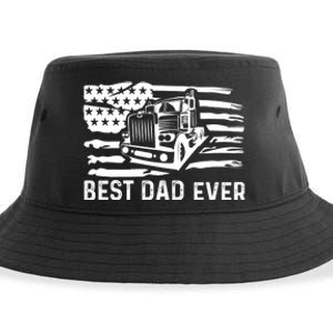 Best Dad Ever Flag Truck Dad Trucker Dad Best Trucking Dad Sustainable Bucket Hat