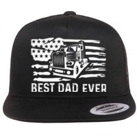 Best Dad Ever Flag Truck Dad Trucker Dad Best Trucking Dad Flat Bill Trucker Hat