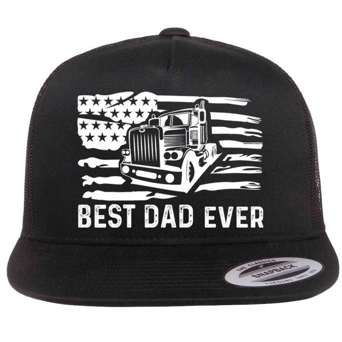 Best Dad Ever Flag Truck Dad Trucker Dad Best Trucking Dad Flat Bill Trucker Hat