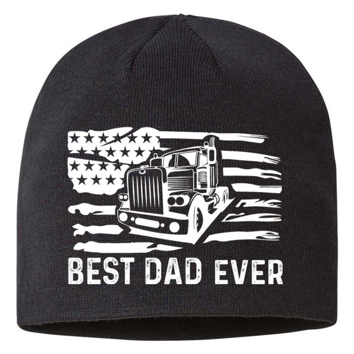 Best Dad Ever Flag Truck Dad Trucker Dad Best Trucking Dad Sustainable Beanie