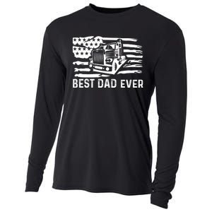 Best Dad Ever Flag Truck Dad Trucker Dad Best Trucking Dad Cooling Performance Long Sleeve Crew