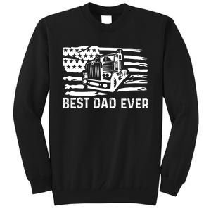 Best Dad Ever Flag Truck Dad Trucker Dad Best Trucking Dad Tall Sweatshirt