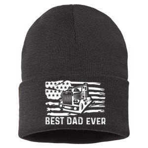 Best Dad Ever Flag Truck Dad Trucker Dad Best Trucking Dad Sustainable Knit Beanie