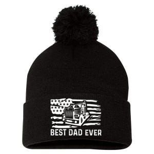 Best Dad Ever Flag Truck Dad Trucker Dad Best Trucking Dad Pom Pom 12in Knit Beanie