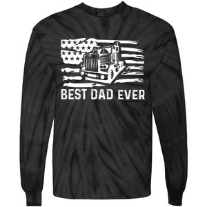 Best Dad Ever Flag Truck Dad Trucker Dad Best Trucking Dad Tie-Dye Long Sleeve Shirt