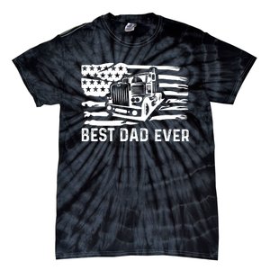 Best Dad Ever Flag Truck Dad Trucker Dad Best Trucking Dad Tie-Dye T-Shirt