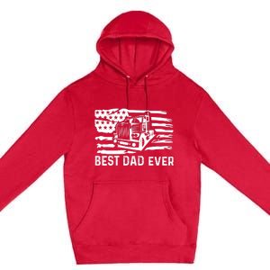 Best Dad Ever Flag Truck Dad Trucker Dad Best Trucking Dad Premium Pullover Hoodie