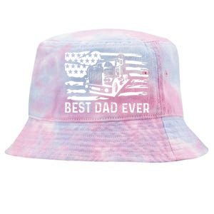 Best Dad Ever Flag Truck Dad Trucker Dad Best Trucking Dad Tie-Dyed Bucket Hat