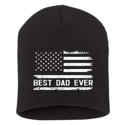 Best Dad Ever With Us American Flag Gifts Fathers Day Dad Short Acrylic Beanie