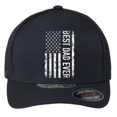 Best Dad Ever American Flag Gift Flexfit Unipanel Trucker Cap