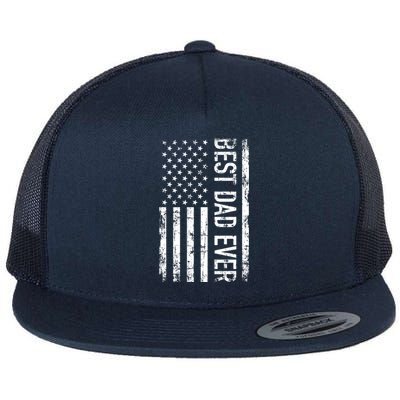 Best Dad Ever American Flag Gift Flat Bill Trucker Hat