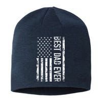 Best Dad Ever American Flag Gift Sustainable Beanie