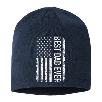 Best Dad Ever American Flag Gift Sustainable Beanie