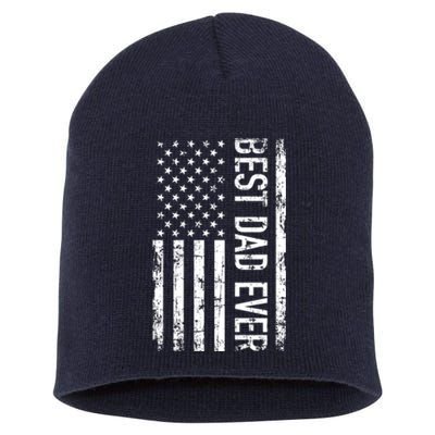 Best Dad Ever American Flag Gift Short Acrylic Beanie