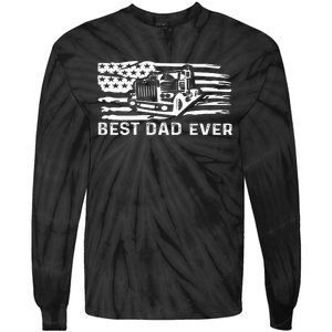 Best Dad Ever Flag truck dad trucker dad best trucking dad Tie-Dye Long Sleeve Shirt