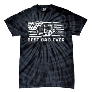 Best Dad Ever Flag truck dad trucker dad best trucking dad Tie-Dye T-Shirt