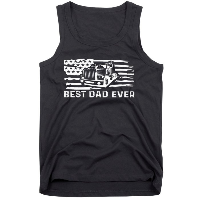 Best Dad Ever Flag truck dad trucker dad best trucking dad Tank Top