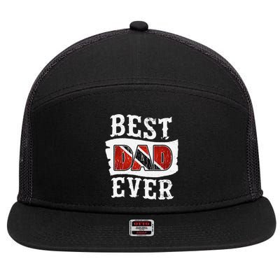 Best Dad Ever Fathers Day Trini Flag Trinidad & Tobago 7 Panel Mesh Trucker Snapback Hat