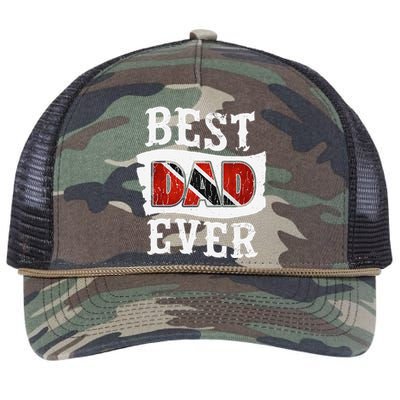 Best Dad Ever Fathers Day Trini Flag Trinidad & Tobago Retro Rope Trucker Hat Cap