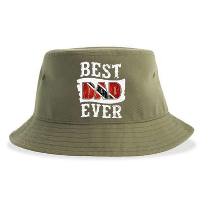 Best Dad Ever Fathers Day Trini Flag Trinidad & Tobago Sustainable Bucket Hat