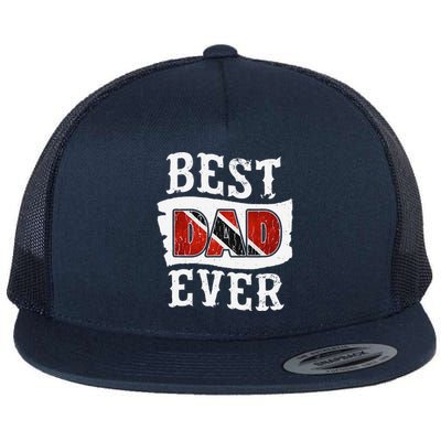 Best Dad Ever Fathers Day Trini Flag Trinidad & Tobago Flat Bill Trucker Hat