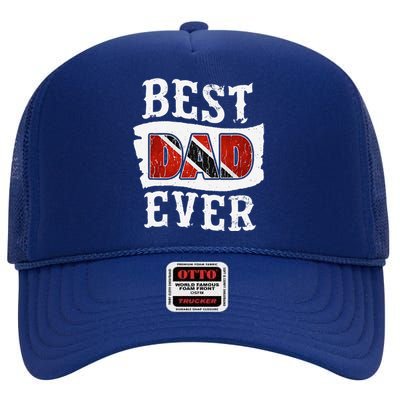 Best Dad Ever Fathers Day Trini Flag Trinidad & Tobago High Crown Mesh Back Trucker Hat