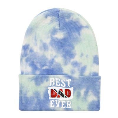 Best Dad Ever Fathers Day Trini Flag Trinidad & Tobago Tie Dye 12in Knit Beanie