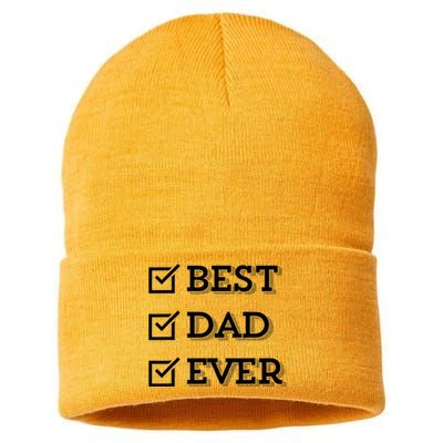 Best Dad Ever Gift For Dad From Daughter Sons Graphic Sustainable Knit Beanie