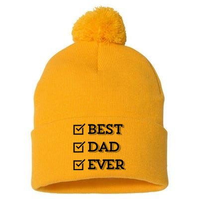 Best Dad Ever Gift For Dad From Daughter Sons Graphic Pom Pom 12in Knit Beanie