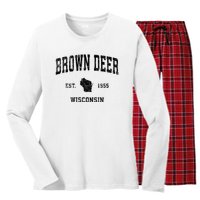 Brown Deer Est 1955 Wisconsin Wi Vintage Established Sports Design Women's Long Sleeve Flannel Pajama Set 