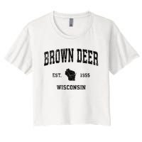 Brown Deer Est 1955 Wisconsin Wi Vintage Established Sports Design Women's Crop Top Tee