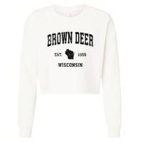 Brown Deer Est 1955 Wisconsin Wi Vintage Established Sports Design Cropped Pullover Crew